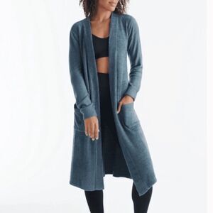Knix cozzzy cardigan open‎ front side slit pocket blue